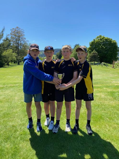 Zac McIntyre (13), Raphael Anderson (12), Lucas Nichol (12) and Jordy Cameron (13) won the Otago...