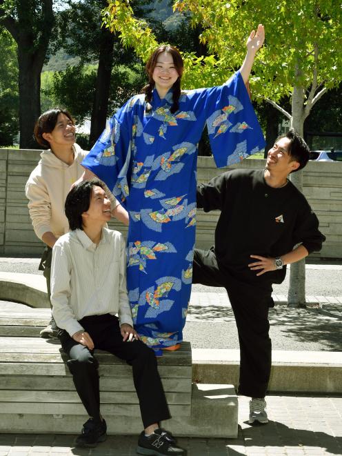 Japanese language students (clockwise, from back left) Kazuki Hashimoto, Marina Onuma, Ibuki...
