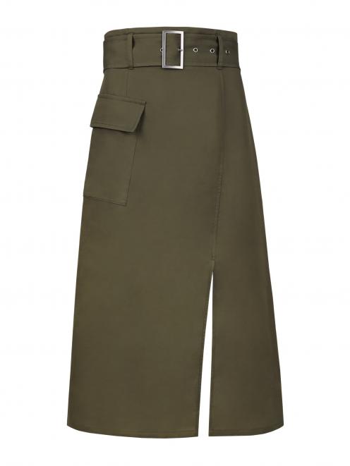 Storm belted cargo skirt in khaki, $269