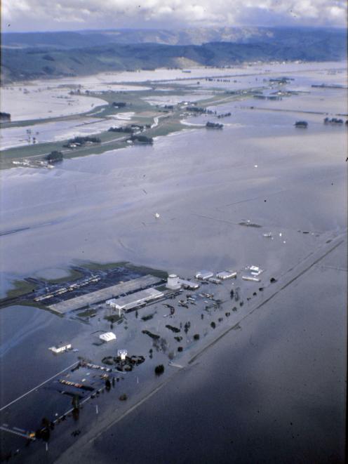 The 1980 Taieri flood with Dunedin Airport in the foreground. PHOTO: ODT FILES