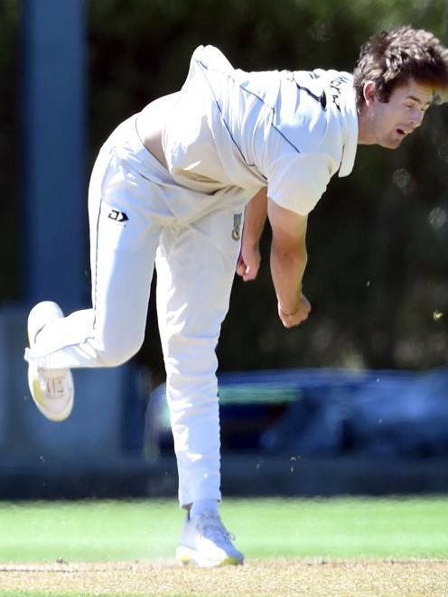 Otago medium-pacer Jarrod McKay sends down a delivery during the first day of the Plunket Shield...