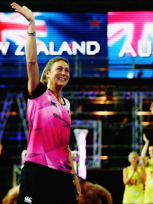 Irene van Dyk waves goodbye after retiring from netball in 2014. PHOTO: GETTY IMAGES