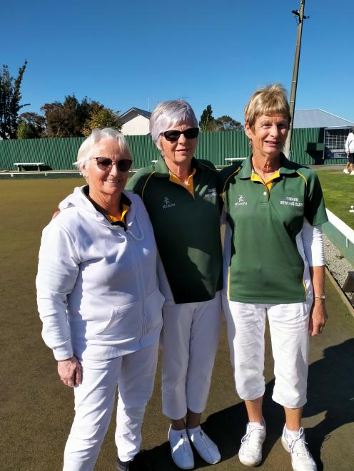 Winners of the Bowls South Canterbury Champion of Champion women’s triples were the Timaru team...