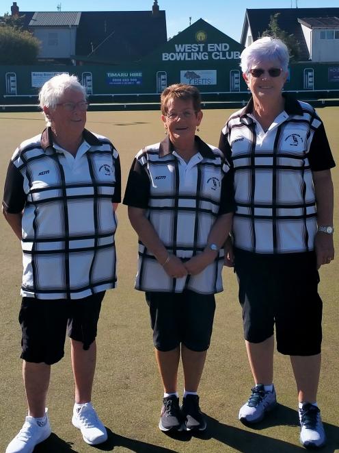 The Temuka team of (from left) Karen Manning, Maria Davey and Lorraine Tyro played well to take...