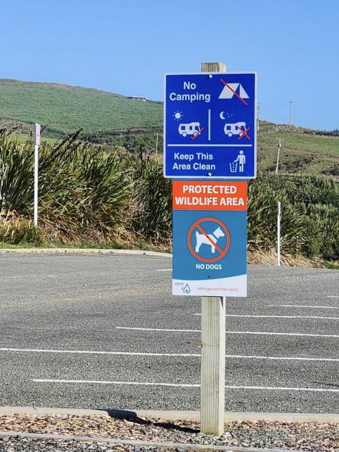 Despite prominent signage at Curio Bay, dog owners continue to push the boundaries. PHOTO: DOM...
