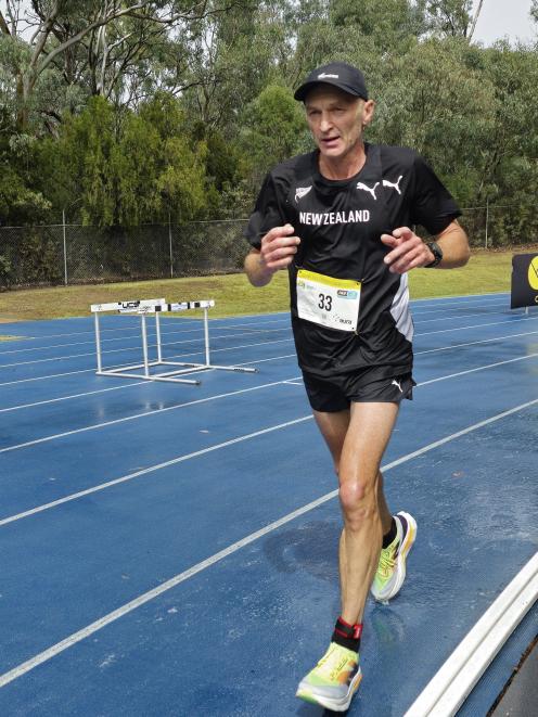 Dunedin runner John Bayne pounds the track during the IAU 24hr race in Canberra. PHOTO: SUPPLIED