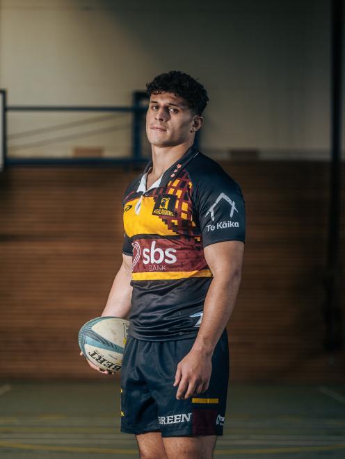 Highlanders midfielder Jake Te Hiwi in the team's heritage jersey. PHOTO: HIGHLANDERS