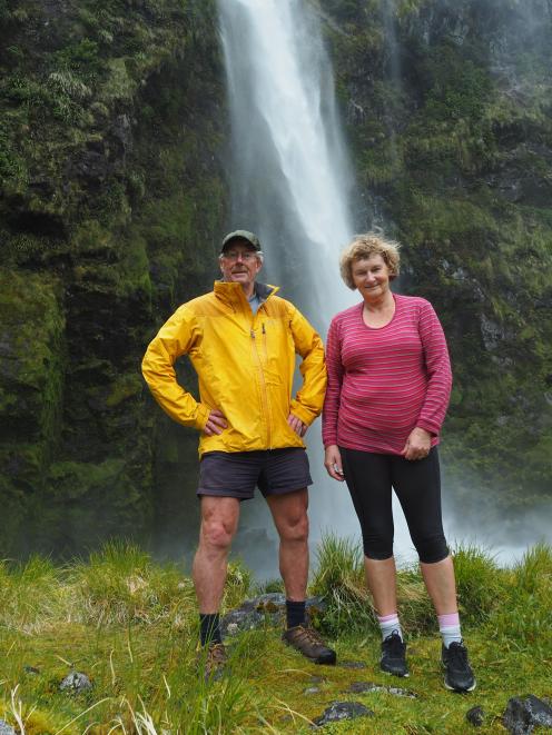 The keen tramper with husband Ross Hunt on the Milford Track.
