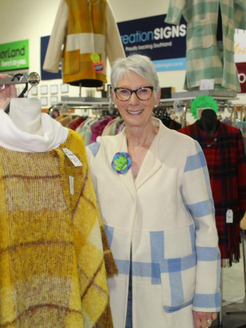 Sharon Smith upcycles old blankets into jackets and bags.