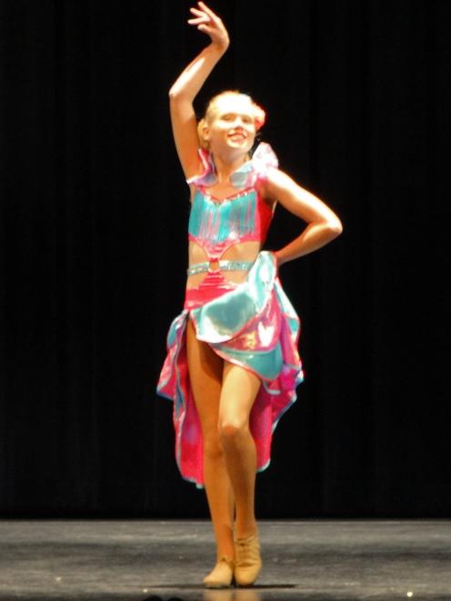 Lucy Brown competing in the Latin, American or tango under-12 competition at the Oamaru Opera...