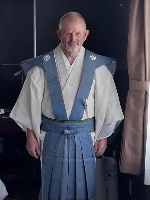 Nobby Clark wears a kimono during Kumagaya Uchiwa Festival where he became the first non-Japanese...