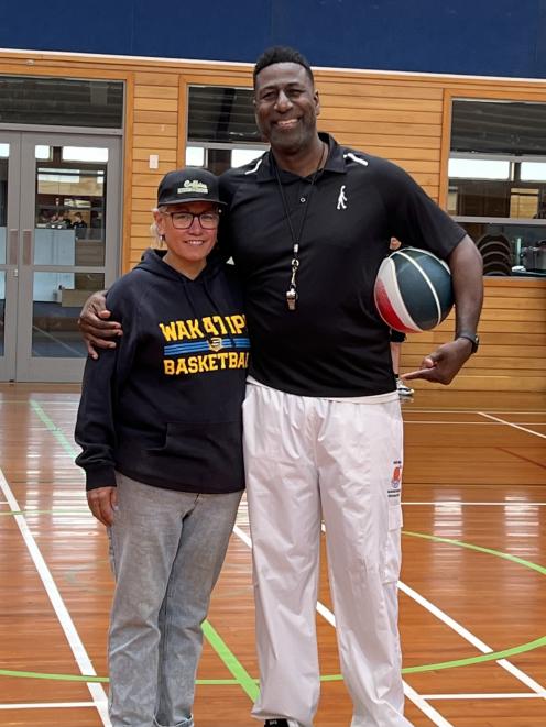 Basketball legend Andre Moore with local basketball stalwart Jackie Kukutai. PHOTO: SUPPLIED
