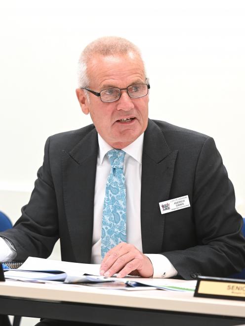 Board chairperson Andrew Simms at a Mosgiel-Taieri Community Board Meeting earlier this year....