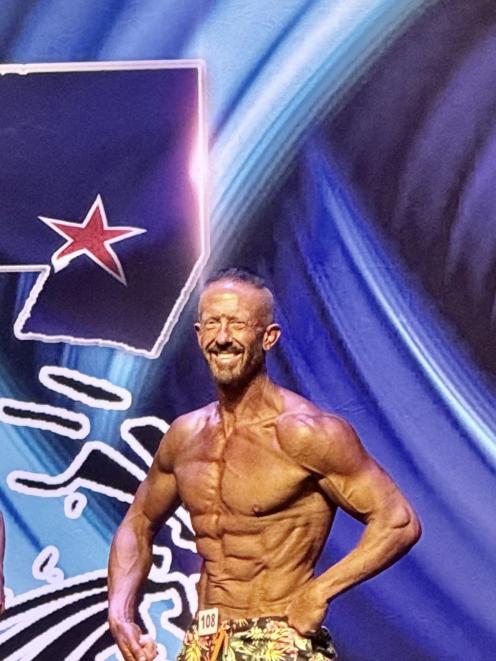 Muso Lindsay Woods striking a winning pose in bodybuilding champs in Christchurch last month....