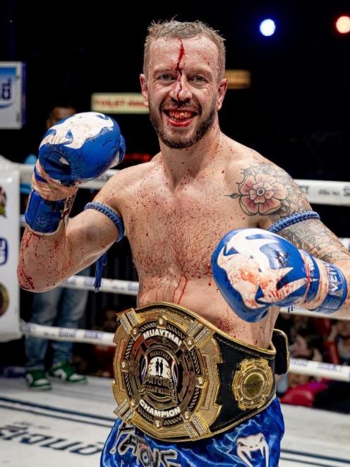 Queenstown’s Rob Horrocks pictured after winning the 150lbs Patong Stadium Title in Thailand this...