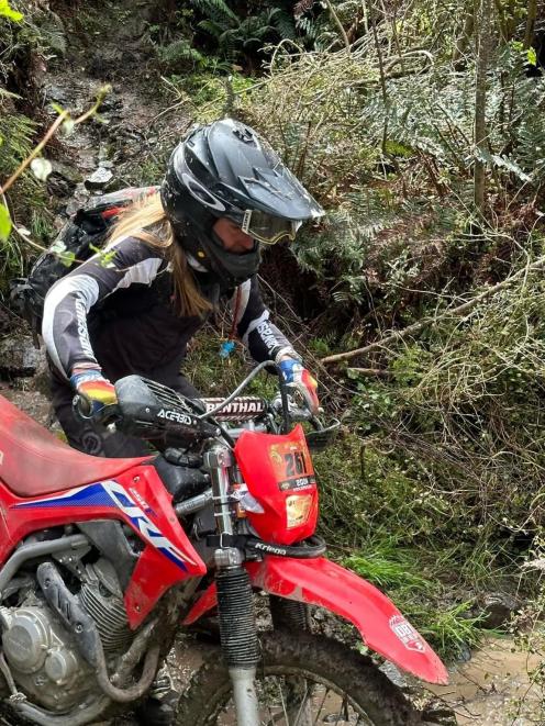 Maureen Stachowicz competing in North Canterbury’s Nutbuster Hard Enduro. PHOTO: SUPPLIED