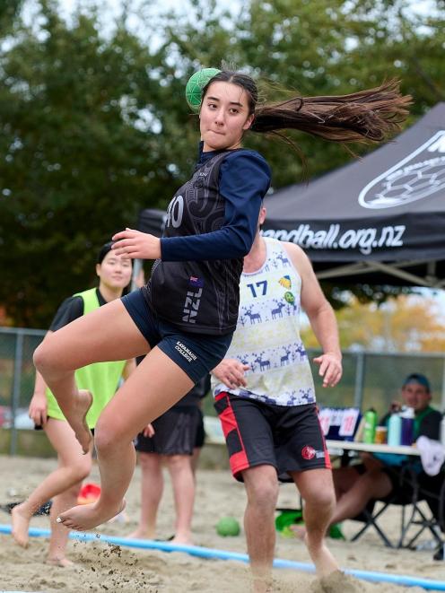 Aya Oseki (Trinity Catholic College) competes in handball. PHOTOS: SUPPLIED