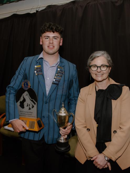 Tom Sides with Mount Aspiring College principal Nicola Jacobsen. PHOTO: SUPPLIED