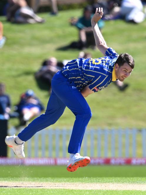 Otago paceman Jacob Duffy bowls against Northern in his side’s Super Smash match at the...