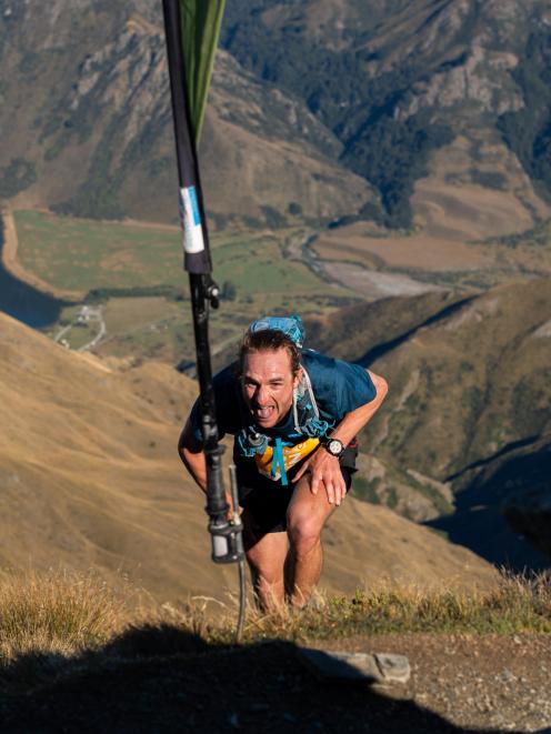 Defending Ben Lomond Vertical Kilometre champ Toby Batchelor goes hard during last year’s race....