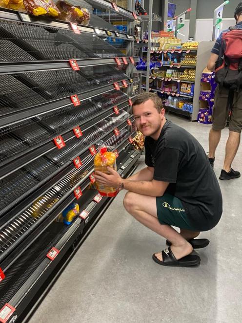 James Moore after finally being able to find a loaf of bread. His partner Tayla Galletly said...