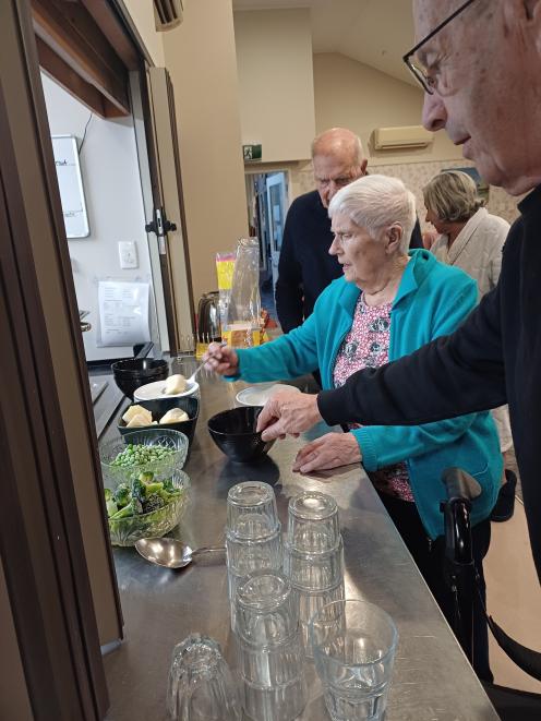 Residents at Enliven Wallingford treated to a strange April Fool’s breakfast last week are Don,...