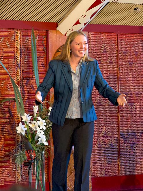 Tanyn Wood, of Mount Aspiring College, delivers her speech in front of more than 200 people at...