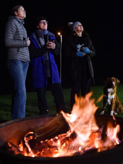 Acknowledging Matariki at Dunedin’s Araiteuru Marae yesterday morning were (from left) Anke...