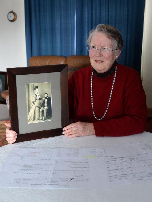 Sydney Brown, of  Dunedin, holds a photo of her paternal great-grandparents Anna Wallace and John...