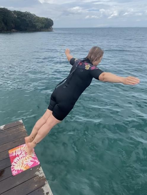 Auckland diver Tatjana Ratsdorf and others have been training from a wharf due to pools being...