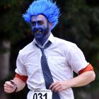 Simon Horan, of Dunedin, injecting some fun into the gruelling run. Photos: Peter McIntosh.