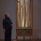 ‘‘Undreamed Of ... 50 years of the Frances Hodgkins Fellowship’’ curator Priscilla Pitts oversees the installation of recipients’ work, such as this Andrew Drummond sculpture at the Dunedin Public Art Gallery.  Photo by Gregor Richardson.