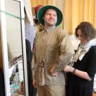 Costume designer Maryanne Wright-Smyth adjusts the costume of Will Spicer as Lord Edgar on Safari in Egypt. Photos by Linda Robertson.