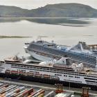 The cruise ships Maasdam (left) and Golden Princess in Port Chalmers yesterday.PHOTO: GERARD O'BRIEN