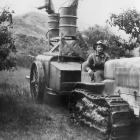 Norman Martin with a home-made sprayer that ‘‘Health and Safety would ban today’’ Photo supplied.