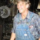 Ken Gillespie enjoys a lighter moment with visitors as he conducts a tour of Hayes Engineering...