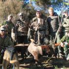 At a Glenavy pond on Saturday (from left) Allon Wood, Brendan Morris, Cam Kyle, Andrew Fuller, James Tait, James Bee and Richie Ford take a break after killing about 40 ducks by 11am. Photo: Hamish MacLean.