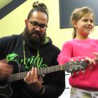 Tim Riwhi and his daughter Tamai Riwhi (7) sing during a Central Otago whanau kapa haka group gathering at the whare at Dunstan High School, in Alexandra. Photos: Pam Jones