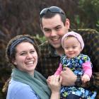Megan and Josh Spence of Dunedin, celebrate the first birthday of their daughter Hannah-Ruth Spence, who was born 16 weeks premature. Photo: Peter McIntosh