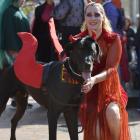 Colleen Symon, of Dunedin, and Spook the dog show off their devilish looks at the inaugural...