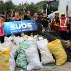 A beach clean-up organised by Subs.