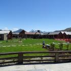 The Camp Glenorchy tent site, with cabins to the left, the main reception, amenities and ablution...