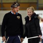 James and Bridget Becker on the ice yesterday Photos: Peter McIntosh