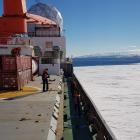 Mt Erebus from the deck of  Xue Long. Photos: Erik Bradshaw