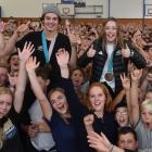 Olympic bronze medallists Nico Porteous and Zoi Sadowski-Synnott received a huge reception from...