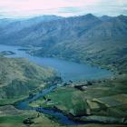 Ron Keen’s photograph, taken from the Remarkables, showing the extent of development in Frankton and Queenstown in 1958. Photo: Ron Keen