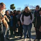 DairyNZ animal care extension specialist Tony Dench teaches calving best practice, using a life-sized rubber calf, at a CalvingSmart workshop in Hinds.