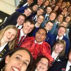 Class Act award winners pose for a selfie taken by Prime Minister Jacinda Ardern at the Otago...