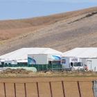 Crew vehicles line up on a large film set at Hills Creek in Maniototo yesterday. PHOTOS: GERARD O...