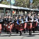 About 15 pipe bands march through Dunedin’s city centre during Octagonal Day at the weekend....